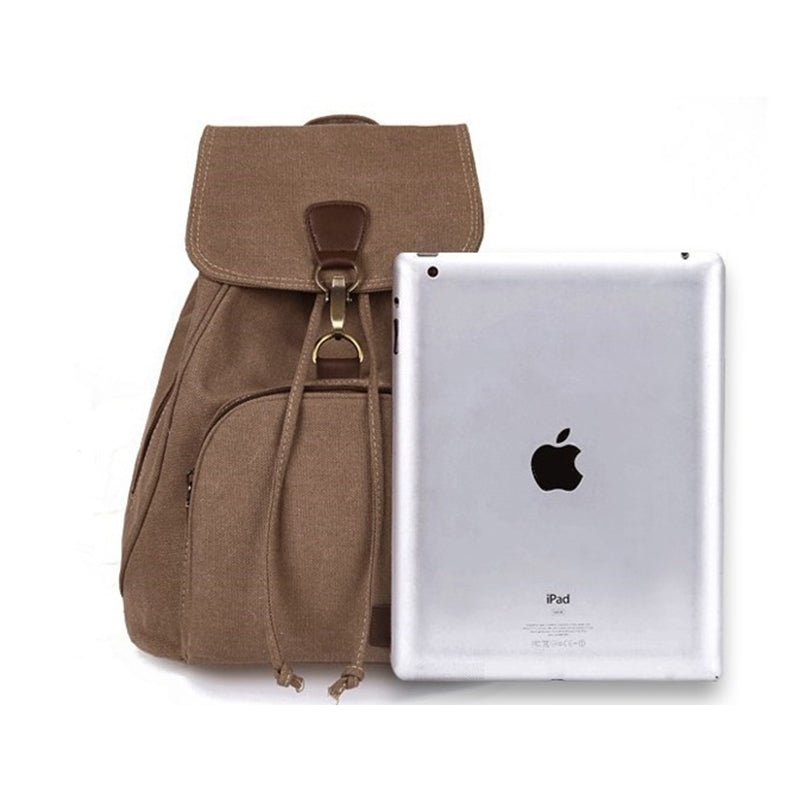Vintage Canvas Backpack for Women & Girls – Drawstring Rucksack for School & Travel