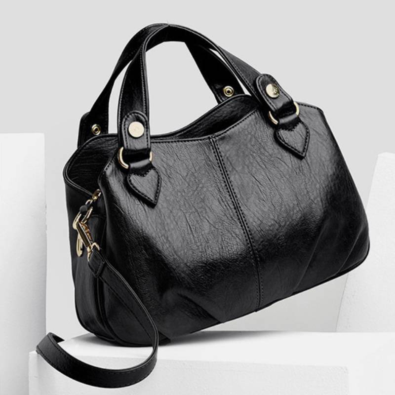 Women's triple compartment satchel crossbody bag