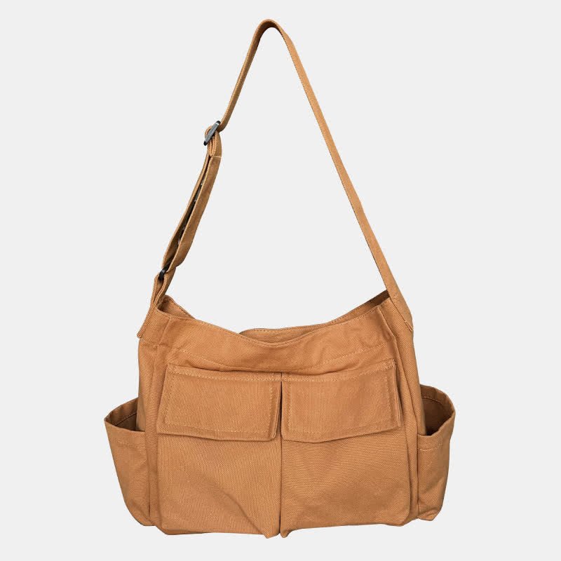 Multi - Pocket Canvas Crossbody Bag for Women | Retro Lightweight Shoulder Bag