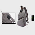 Canvas Sling Bag Crossbody Backpack – Casual Rucksack with USB Charging Port