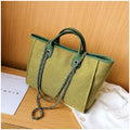 Crossbody Canvas Tote for Women – Chain Strap Bucket Bag