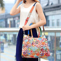 Genuine Leather Multicolor Flower Boho Handbag – A Touch of Artistic Elegance