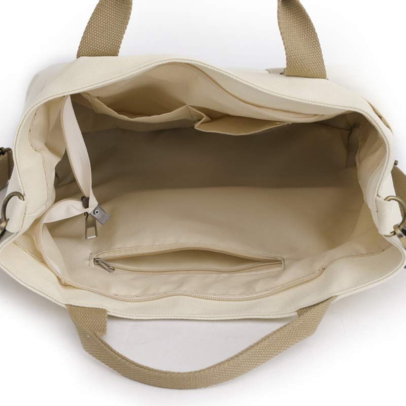 Reusable water-resistant canvas shoulder tote bag