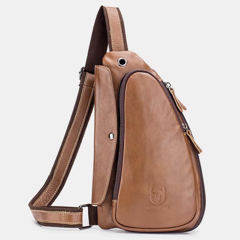 Anti - theft Slim Sling Bag for Men | Genuine Leather Crossbody Chest Bag