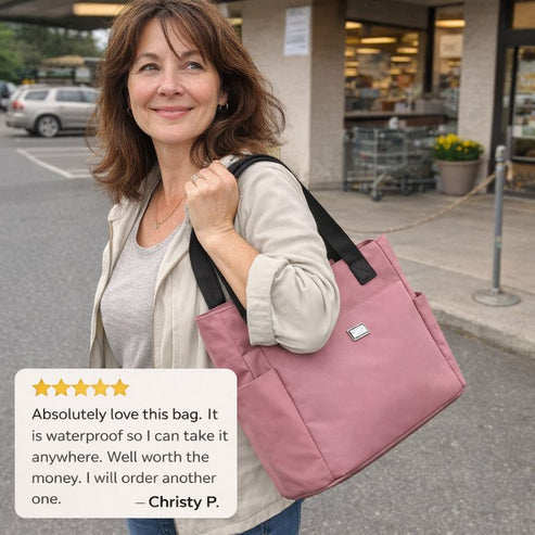 Waterproof lightweight nylon tote shoulder bag