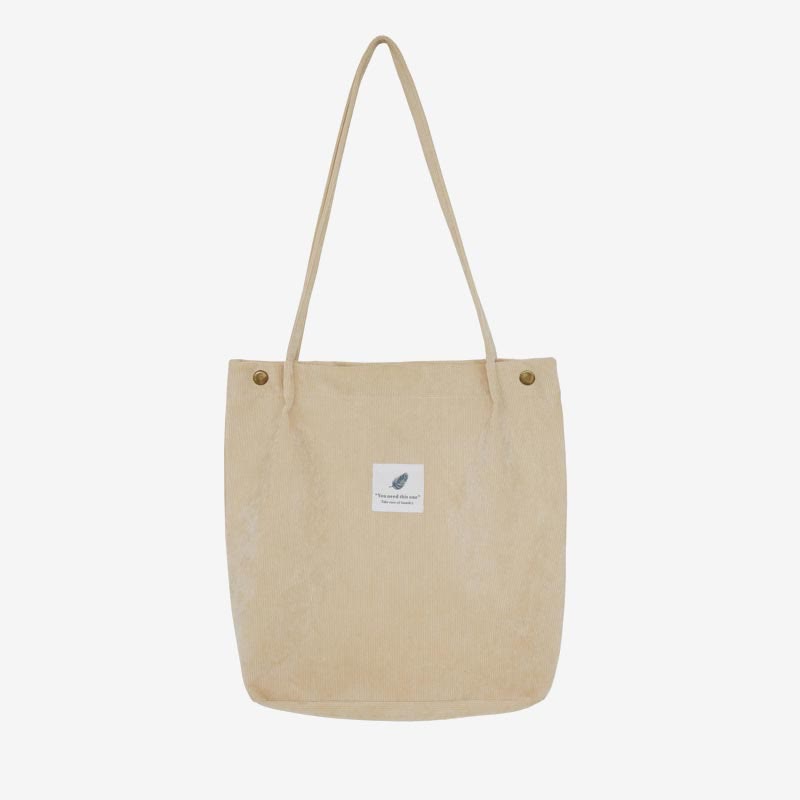 Corduroy Tote Bag for Women – Large Capacity School Shoulder Bag with Magnetic Closure