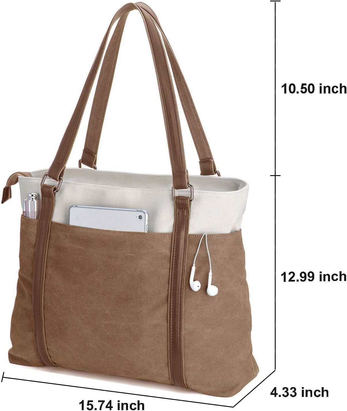 Women Laptop Tote Bag for Work – Lightweight Splice Canvas 15.6 Inch Handbag Purse