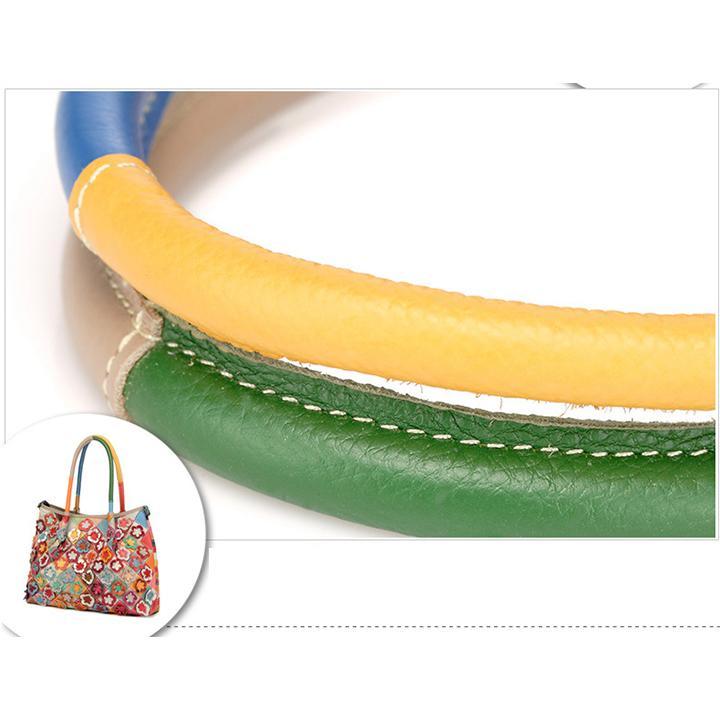 Genuine Leather Multicolor Flower Boho Handbag – A Touch of Artistic Elegance