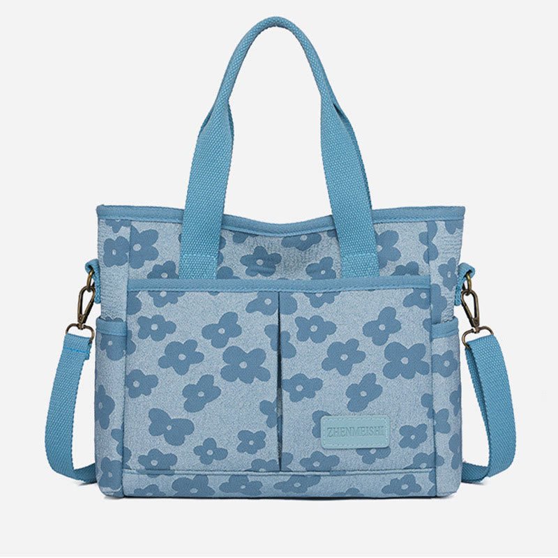 Floral Cute Printing Crossbody Purse – Large Canvas Handbag for Commuting
