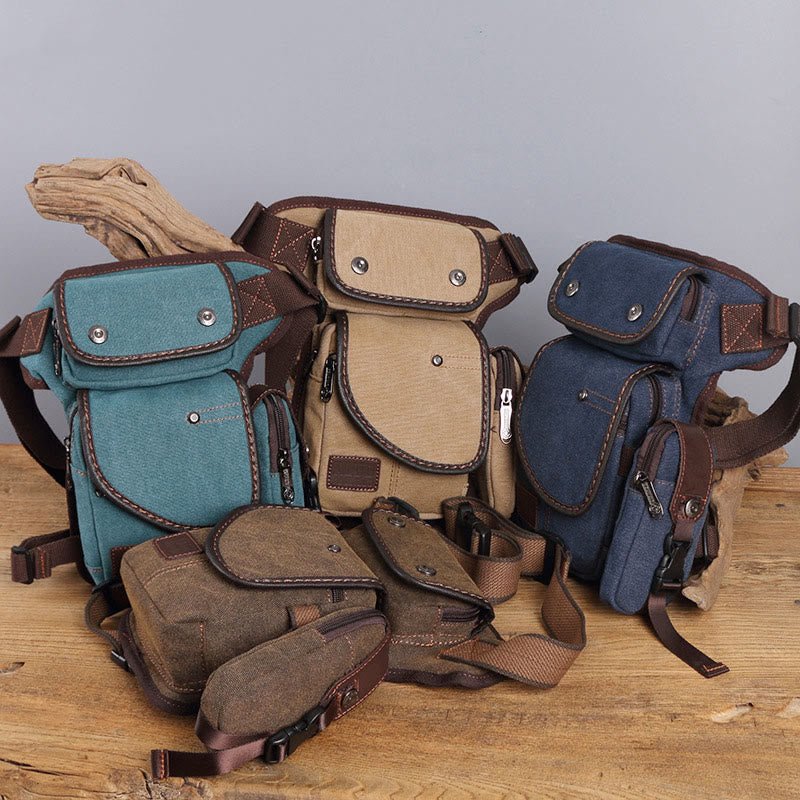 Durable Leg Bag for Men – Vertical Outdoor Sports Canvas Bag with Adjustable Strap