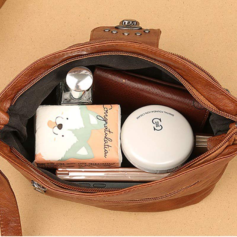 Retro Faux Leather Crossbody Bag for Women – Small Shoulder Purse for Daily Use
