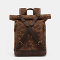 Unisex waxed canvas leather laptop backpack