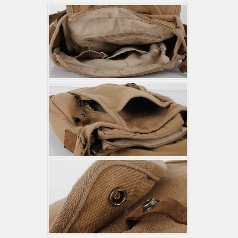 Small canvas messenger crossbody shoulder bag