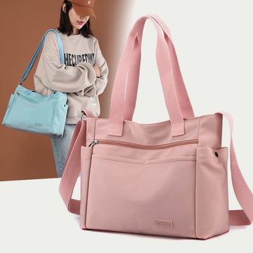 Women's minimalistic large nylon tote bag