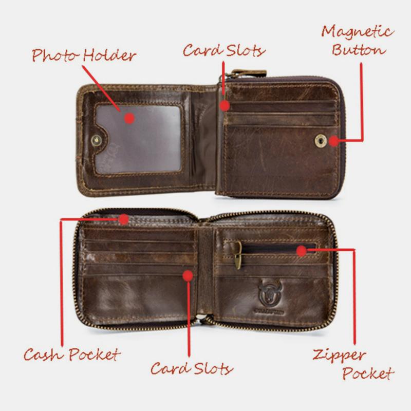 RFID Antimagnetic Vintage Genuine Leather Wallet