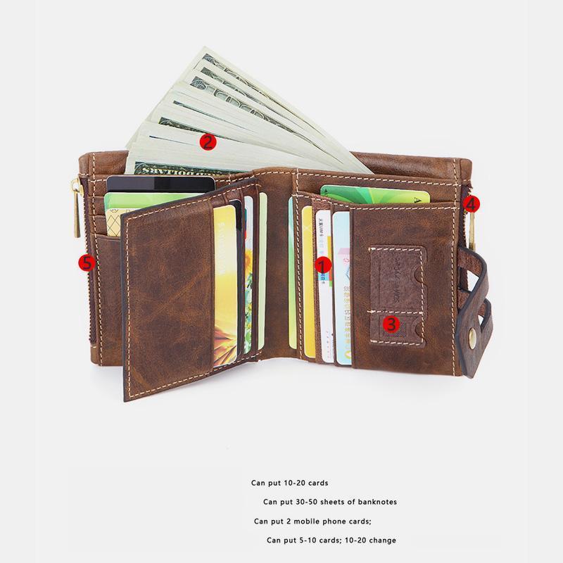 Multifunctional Double Zipper Vintage Wallet – Stylish and Practical