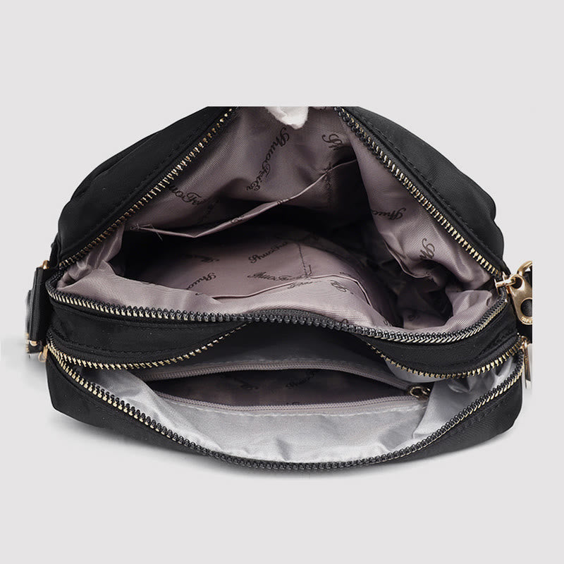 Plum waterproof nylon crossbody bag for women with adjustable strap