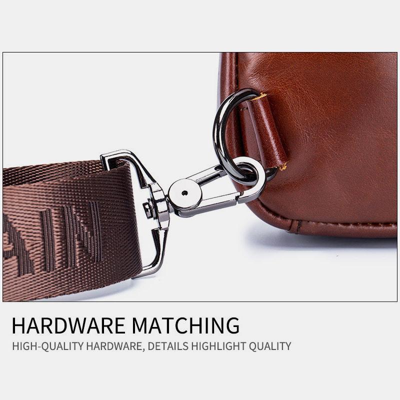Genuine Leather Sling Chest Bag with Earphone Hole – Stylish & Practical Crossbody Shoulder Bag