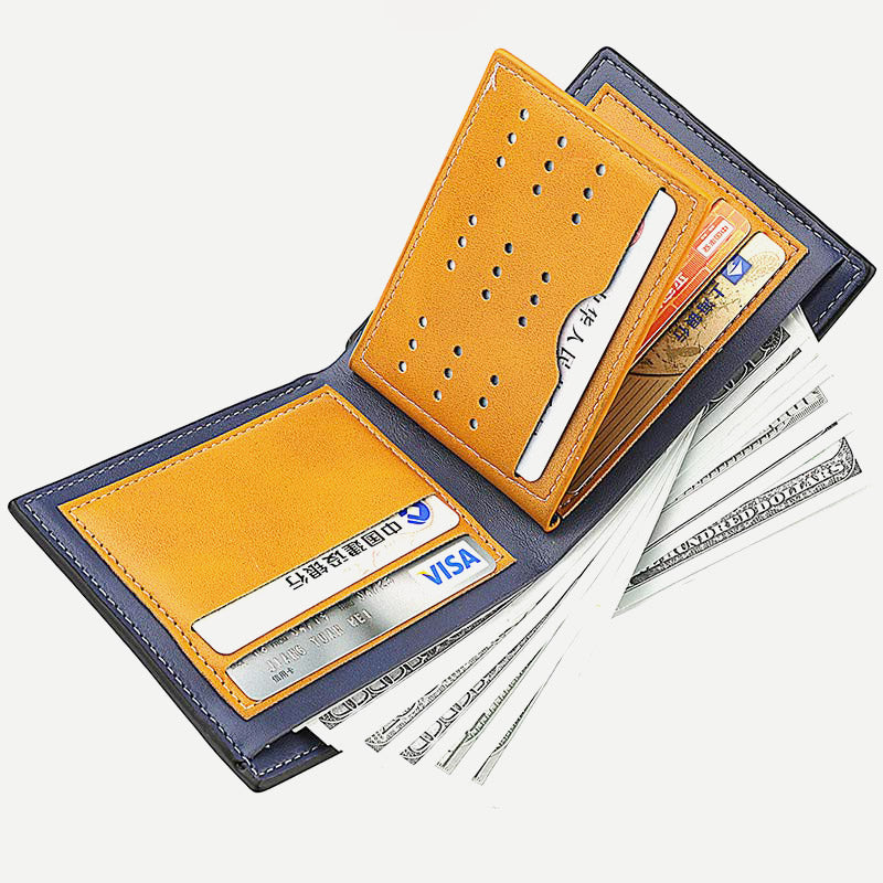 Men's PU leather slimfold wallet with passcase