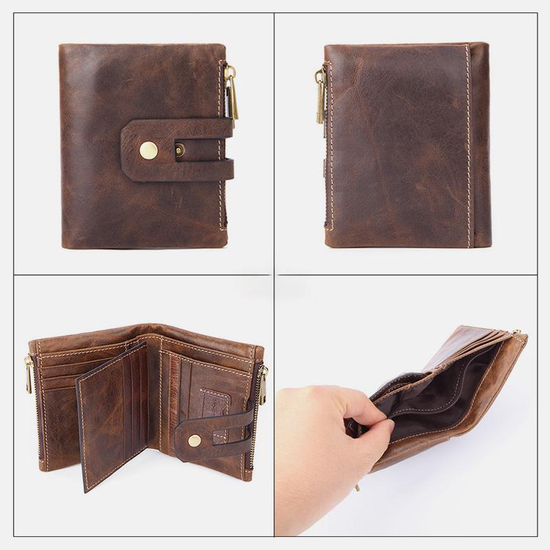 Multifunctional Double Zipper Vintage Wallet – Stylish and Practical