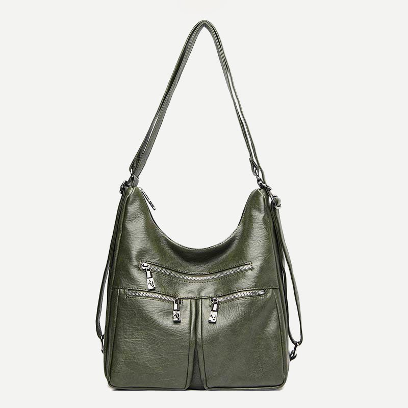 3 - Way Use Backpack Multi - Pocket Leather Zip Crossbody Shoulder Bag
