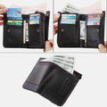 RFID Large Capacity Bifold Wallet for Men – Retro Genuine Leather with 20 Card Slots & Zipper Pockets