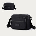 Black four-zip lightweight nylon crossbody bag for women