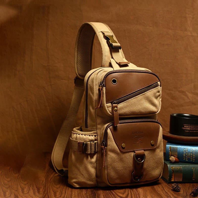 Sling Bag for Men – Retro Canvas Crossbody Chest Bag, Lightweight & Versatile for Daily Use and Travel