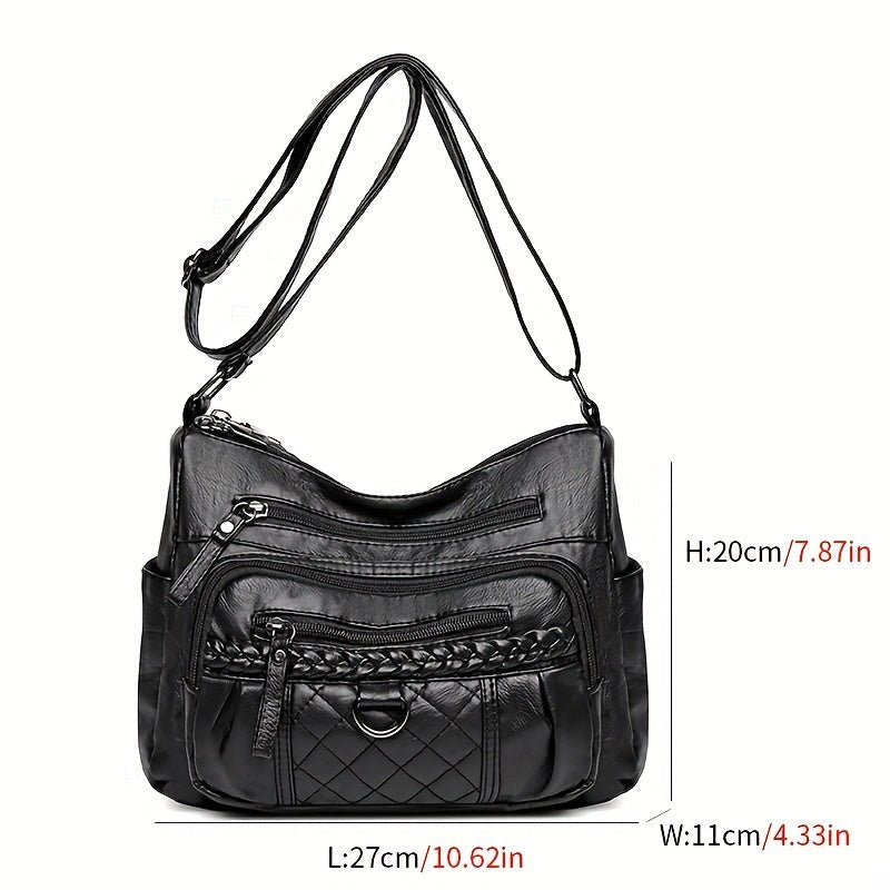 Women's leather bag with multiple pockets