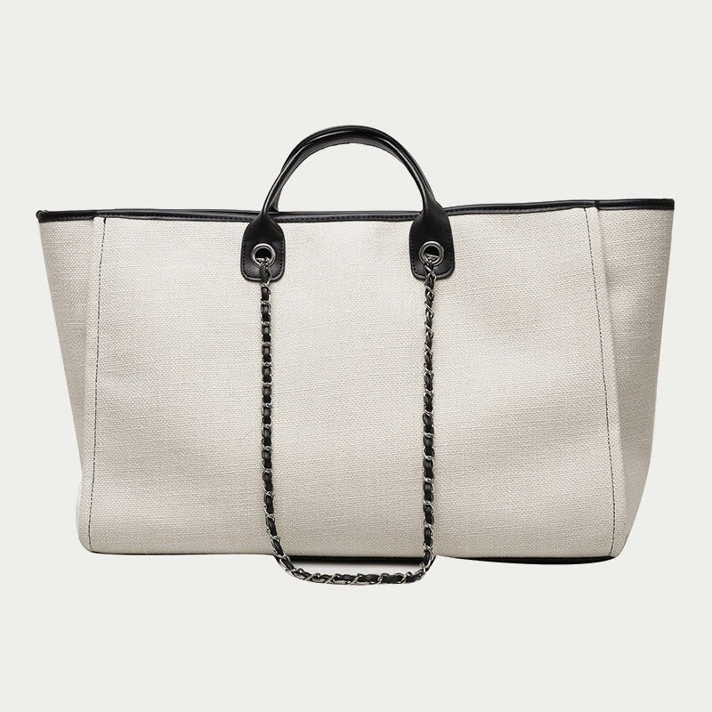 Crossbody Canvas Tote for Women – Chain Strap Bucket Bag