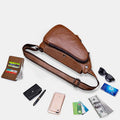 Anti - theft Slim Sling Bag for Men | Genuine Leather Crossbody Chest Bag