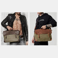 Messenger Bag for Men – Canvas Vintage Crossbody Handbag with Crazy Horse Leather, Casual Business Document Bag