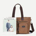 Multi - Pocket Canvas Tote Handbag for Women & Men – Retro Laptop Bag with Adjustable Straps