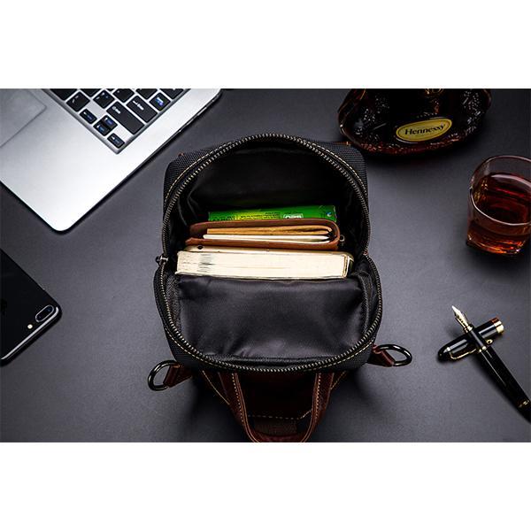 Men's genuine leather casual chest bag