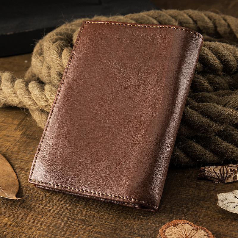 Premium Real Leather Large Capacity Vertical Wallet for Men – Slim, Durable & Stylish