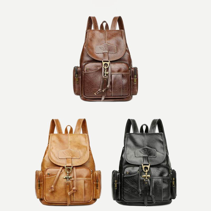 Vegan Leather Backpack for Women – Vintage Casual Daypack Purse for Ladies & Girls