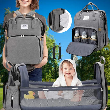 Waterproof diaper bag backpack with changing station