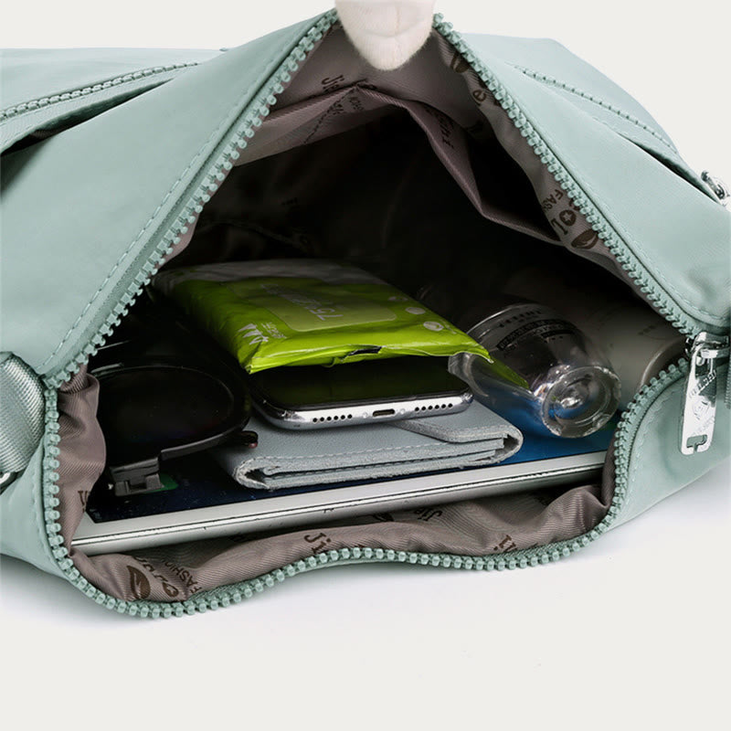 Solid nylon crossbody bag for school and travel
