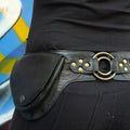Medieval Leather Double Pocket Belt Bag – Vintage Hip Belt Waist Bag for Daily and Festivals