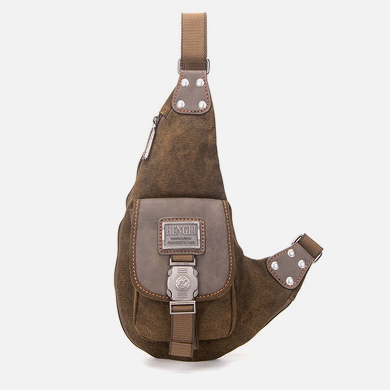 Men's multifunctional canvas chest bag