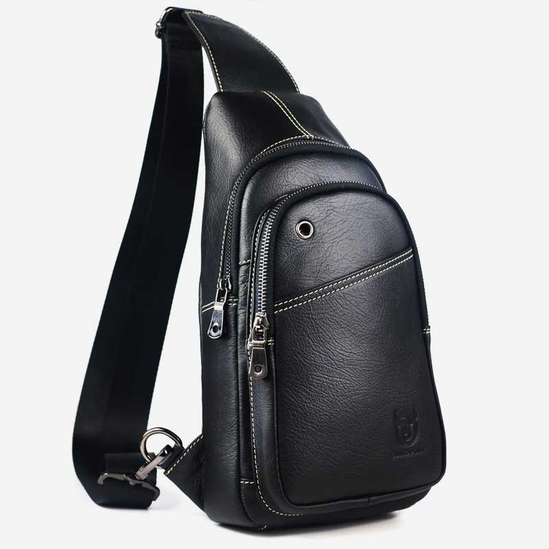 Large Capacity Genuine Leather Sling Bag for Men – Versatile Crossbody Chest Bag
