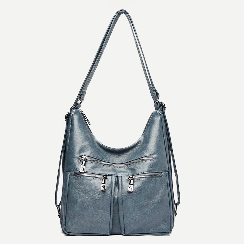 3 - Way Use Backpack Multi - Pocket Leather Zip Crossbody Shoulder Bag