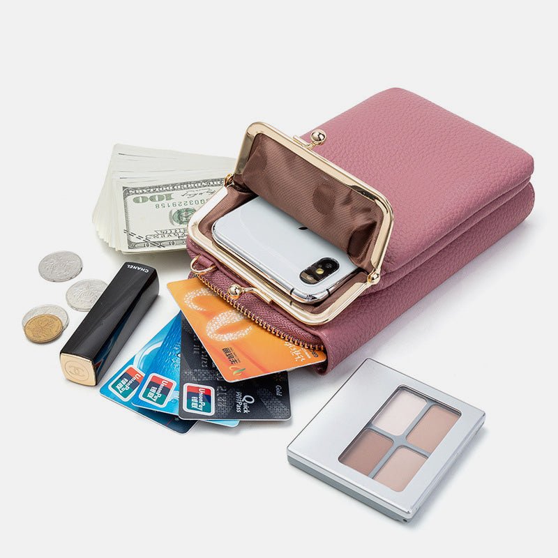 Multifunctional Kiss - Lock Crossbody Phone Bag