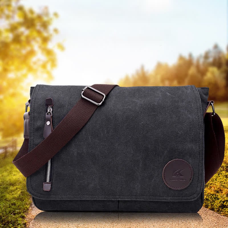 Canvas Messenger Bag for Men Travel Satchel Water Resistant Crossbody Bag