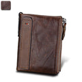Men’s Genuine Leather RFID Wallet – Multi - Card & Coin Pockets, Zipper & Buckle Closure
