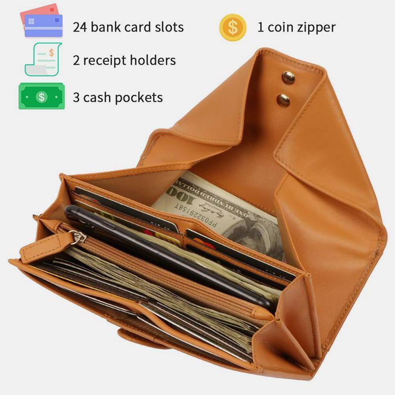 Women's retro genuine leather long wallet