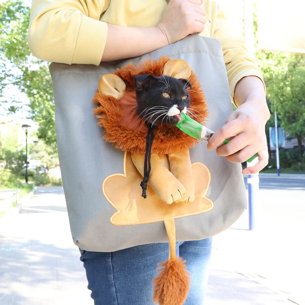 Pet Carrier for Small Animals - Travel Canvas Shoulder Bag with Cute Lion Design