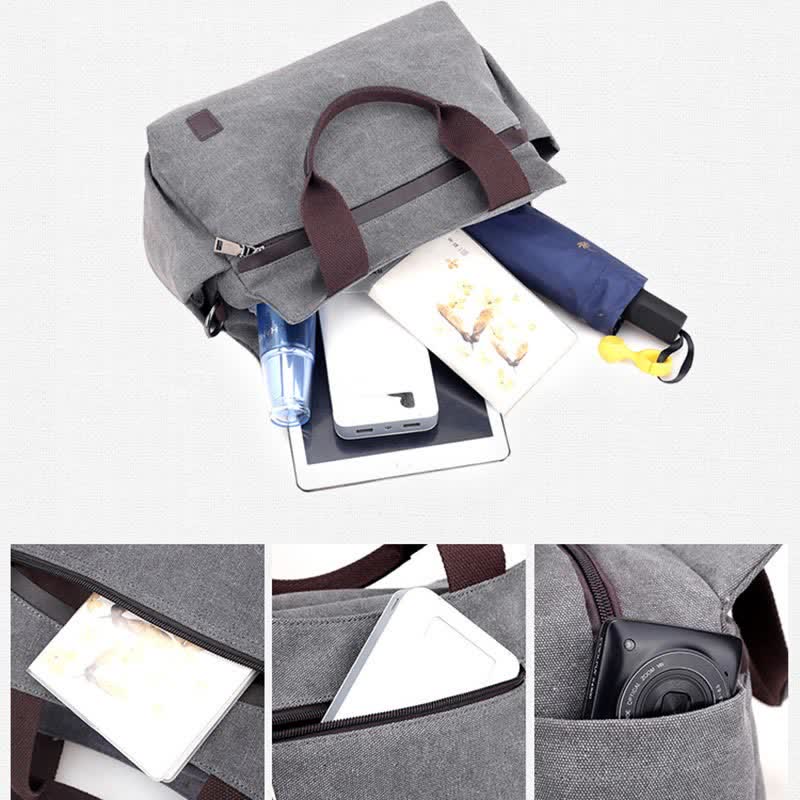 Women's Canvas Hobo Handbag – Multi - Pocket Shoulder Tote & Crossbody Bag