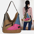 Women's color block canvas convertible backpack