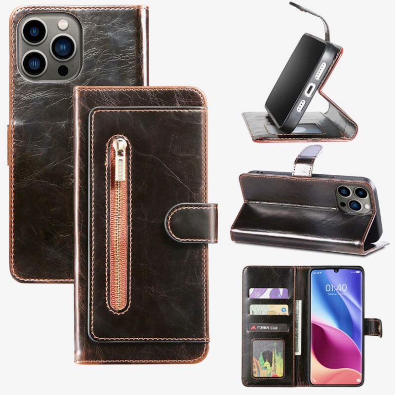 PU leather iPhone wallet case with card slot